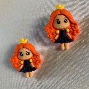 NWT. Handmade Pierced Earrings of Fancy Girls.  For ages 5 and up!